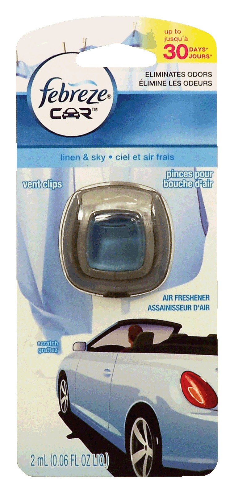 Febreze  vent clip, air freshener, eliminates odor, linen & sky scent Full-Size Picture